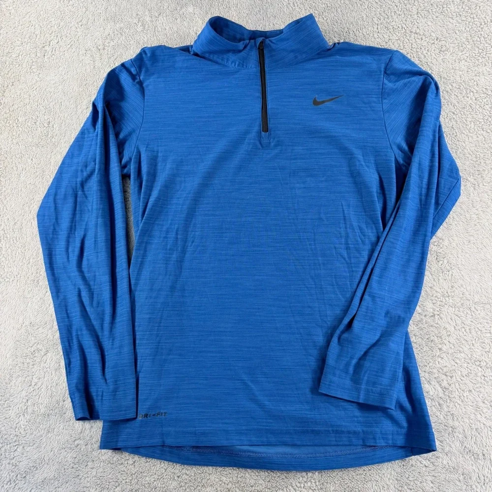 Nike Quarter Zip Pullover Mens Small Blue Dri-FIT Long Sleeve Activewear